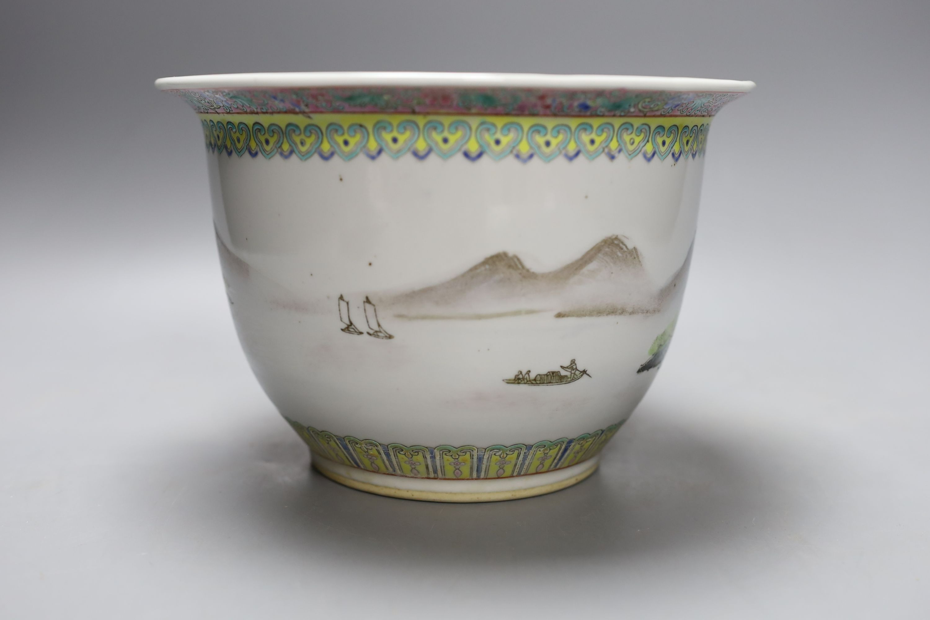A mid 20th century Chinese famille rose plant pot - 14cm high